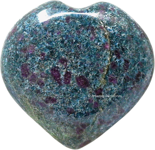 Amazing Gemstone Ruby Kyanite Crystal Heart Palm Stone - Pocket Massage Worry Stone for Natural Body Chakra Balancing, Reiki Healing and Crystal Grid