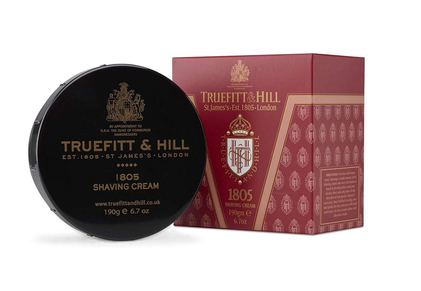 Truefitt & Hill Shaving Cream Bowl - 1805 - Premium Glycerin-Based Lather, Smooth Glide, and Hydration for a Luxurious Shave - 6.7 oz