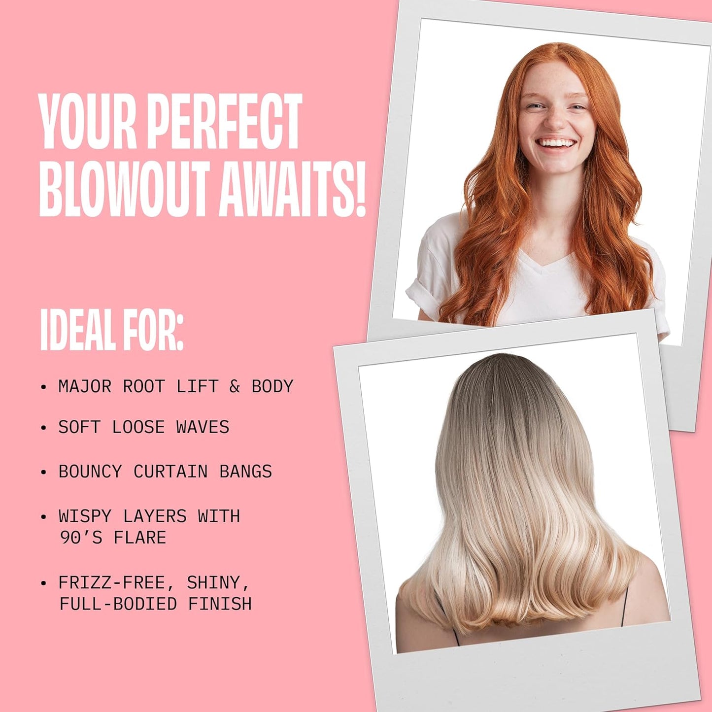 FoxyBae Hot Round Brush Hottie Hot Ceramic Hairbrush 1.5" - Curler & Straightener - Multi-Styler Thermal Brush - Fight Frizz & Add Volume (Blush)