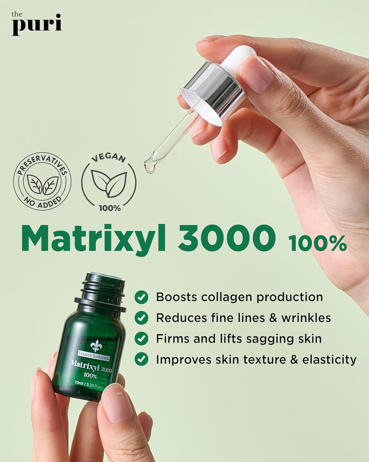 Matrixyl 3000 100% Serum Skincare – Pure Peptide Complex Anti-Aging Facial Ampoule from France Sederma, Collagen Boosting Wrinkle Treatment, Perfect for Layering & DIY, 0.33 fl.oz (10ml) 3 Pack