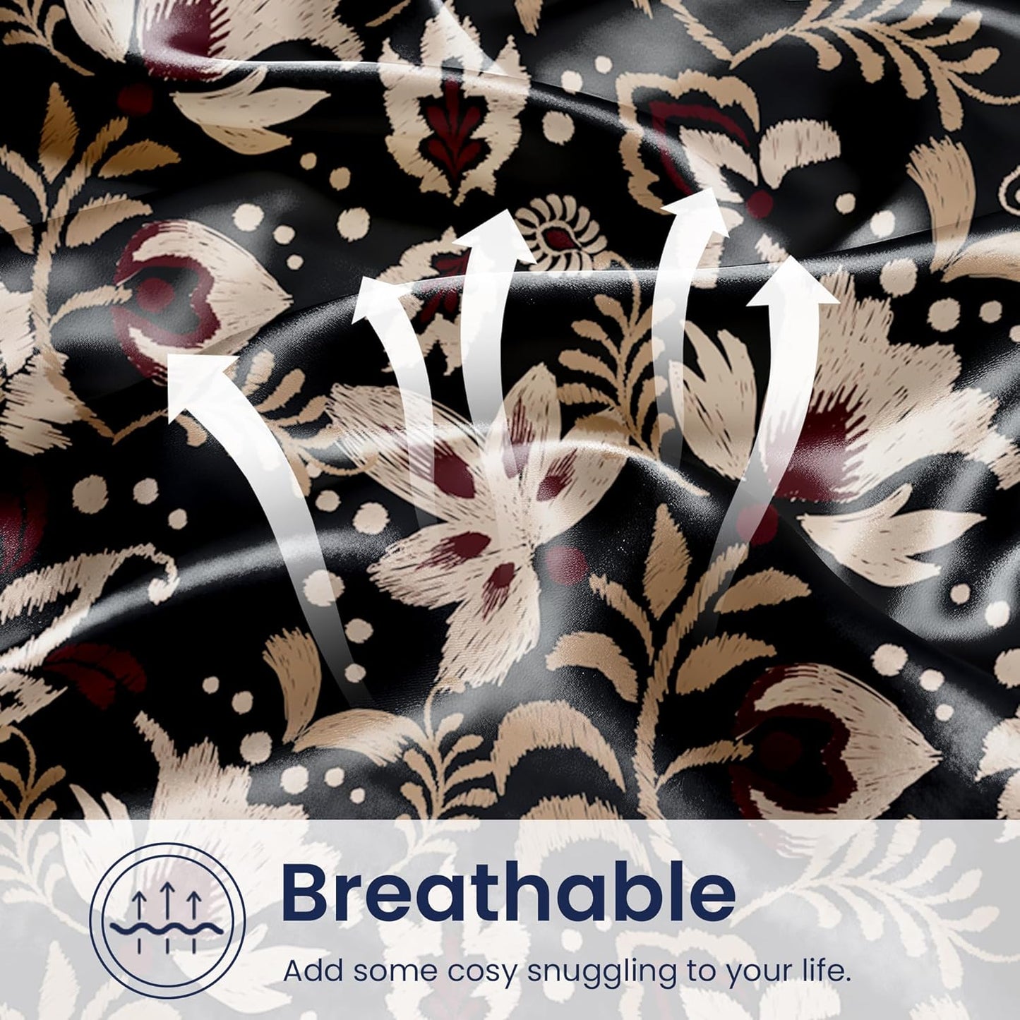 EXQ Home Satin Pillowcase for Hair and Skin Queen - Printed Red Flowers Silk Pillow Cases 2 Pack 20x30 inches - Satin Pillow Cases Set of 2 with Envelope Closure, Gifts for Women Men