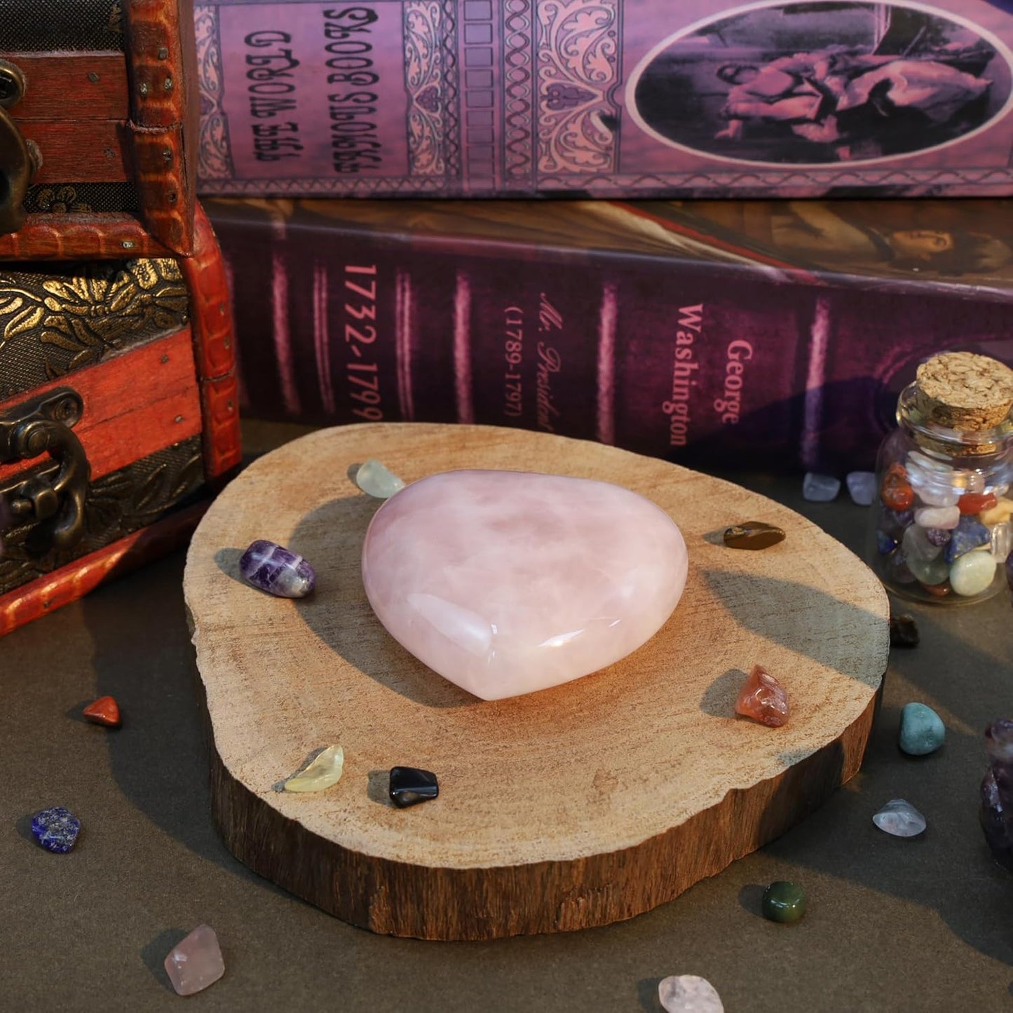 MAIBAOTA 60 mm Rose Quartz Crystals Heart Stone Valentines Gifts for Her Women Crystal Gifts for Women Natural Reiki Gemstone Polished Heart Shaped Rocks Meditation