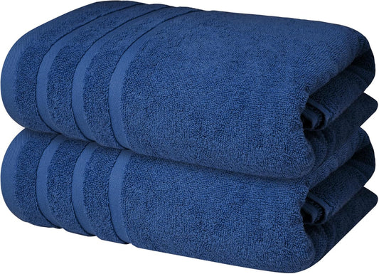Infinitee Xclusives 100% Cotton Luxury Bath Towels Set of 2 (27x54 Inches) (Tranquil Navy, Bath Towels - Pack 2)