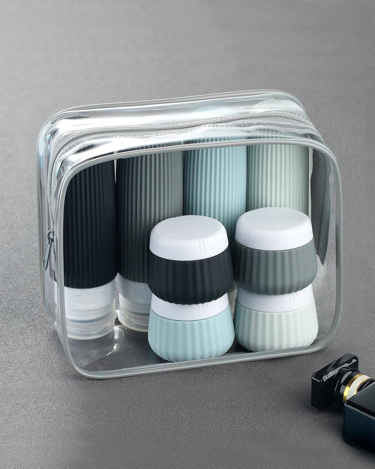 Travel Bottles - 8 Pack, TSA Approved Travel Size Toiletries, Leak Proof Silicone Squeezable Containers in Clear Bag