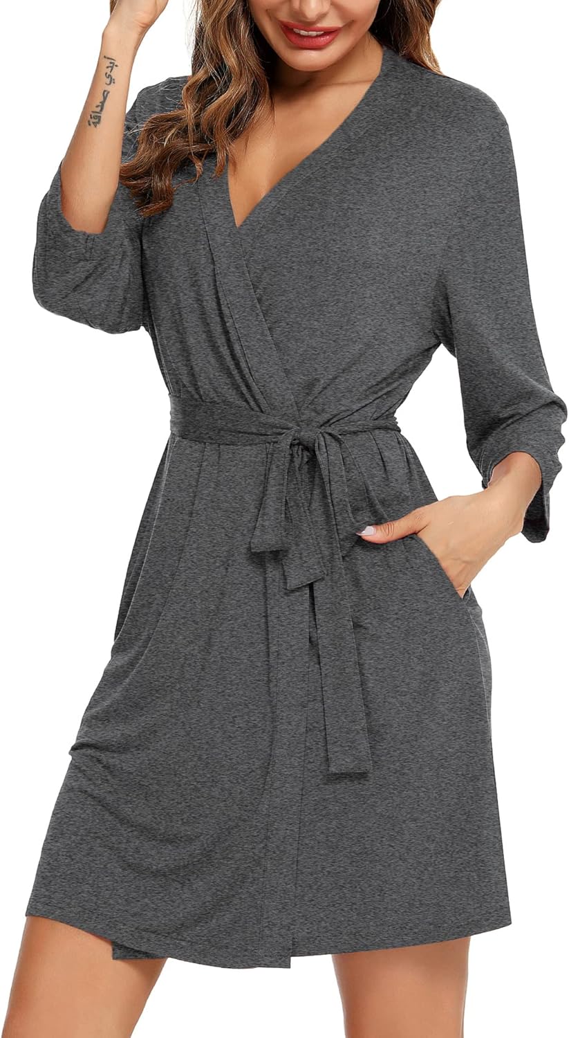 Samring Women's Lightweight Robe Soft Kimono Robes Short Bathrobe for Women Sleepwear