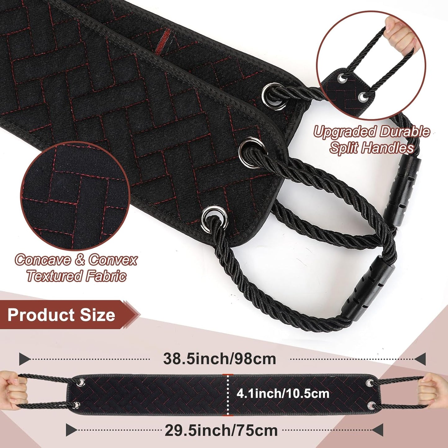 Exfoliating Back Scrubber with Upgraded Handles, 38.5 Inch Double-Sided Body Scrub Bath Exfoliator, Exfoliating Washcloth for Use in Shower, Back Washer to Deep Clean Your Skin for Men & Women (Black)