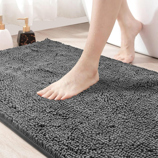 Amyracel Bathroom Rug Mat 36x48, Thick Soft Quick Dry Absorbent Chenille Bath Rug, Rubber Back Non Slip Machine Washable Bath Mat for Bathroom Shower Tub Floor