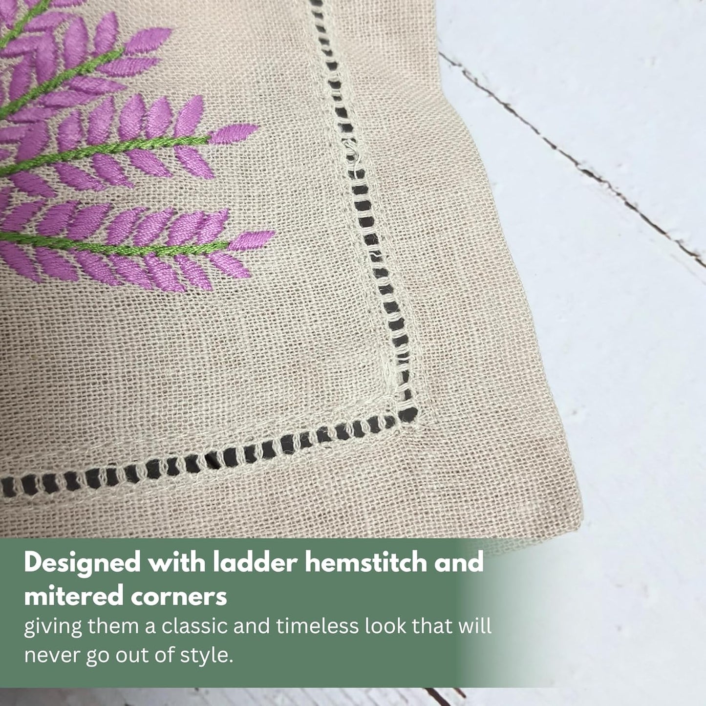 Hcraft Hand Embroidered Lavender Sachet Bags, 6"x6" Set of 3 Embroidery Natural Linen, Lavender Sachets for Drawers and Closets, Dried Lavender