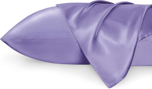 Bedsure King Size Satin Pillowcase Set of 2 - Lilac Silky Pillow Cases for Hair and Skin with Envelope Closure, Similar to Silk Pillow Cases, Gifts for Women Men, 20x36 Inches, 2pcs