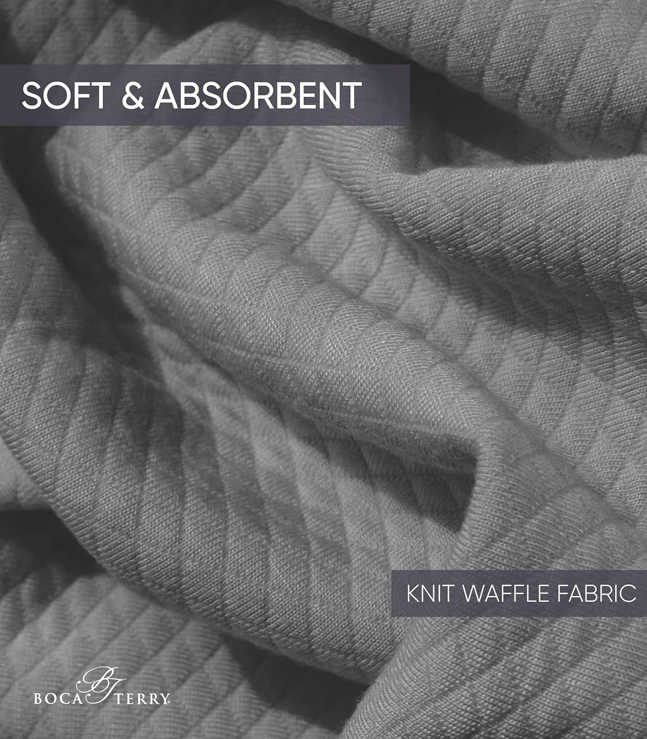 Boca Terry Mens Soft Waffle Knit Robe - Long Spa, Resort & Hotel Bathrobe for Men - Luxury Bath Robe