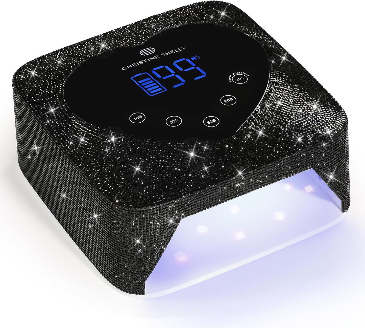 UV LED Nail Lamp 72W Rechargeable Sparkly Wireless Nail Dryer Gel Polish Light with 5 Timer Setting Professional Quick Dry Curing Lamp with Display Auto Sensor for Salon & Home, Black