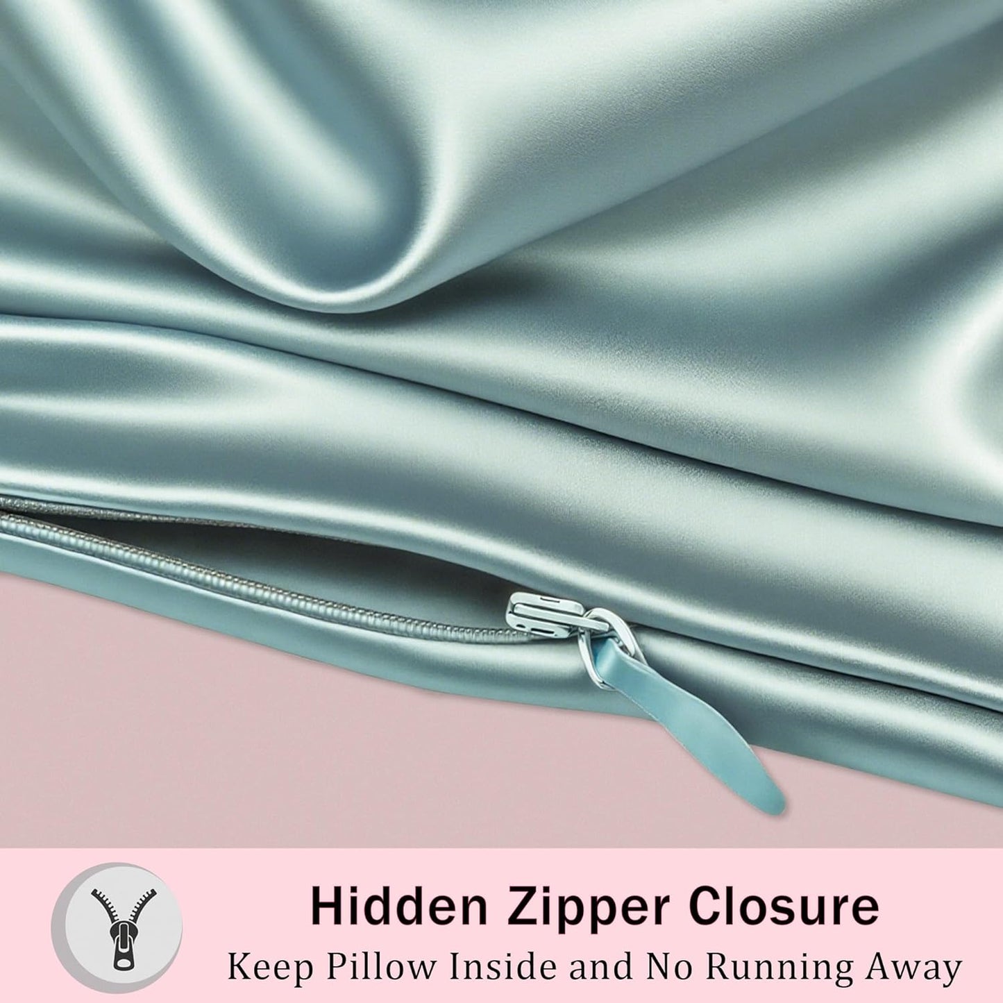 Mulberry Silk Pillow Cases with Zipper, Ultra Smooth Soft Breathable Cooling Pillow Cases for Hot Sleepers, Silk Satin Pillowcase for Hair and Skin, Gifts for Women (Haze Blue, Standard Size, 1 Pack)