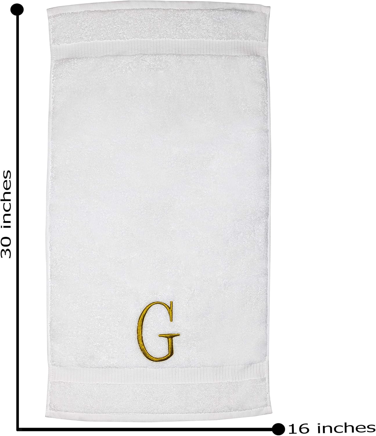 Monogrammed Hand Towels for Bathroom - Luxury Hotel Quality Personalized Initial Decorative Embroidered Bath Towel for Powder Room, Spa - GOTS Organic Certified - Set of 2 Gold Letter G