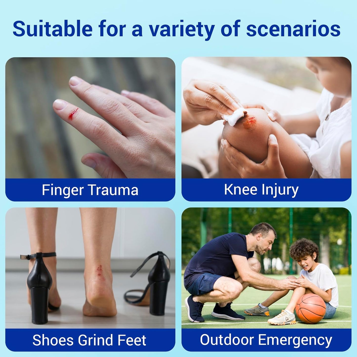 Flexible Fabric Bandages with Non-Stick Pad, Latex Free, Rainbow Colors Adhesive Bandage First Aid Wound Care for Cuts, Scrapes, Blisters, Assorted Sizes, 100 Count