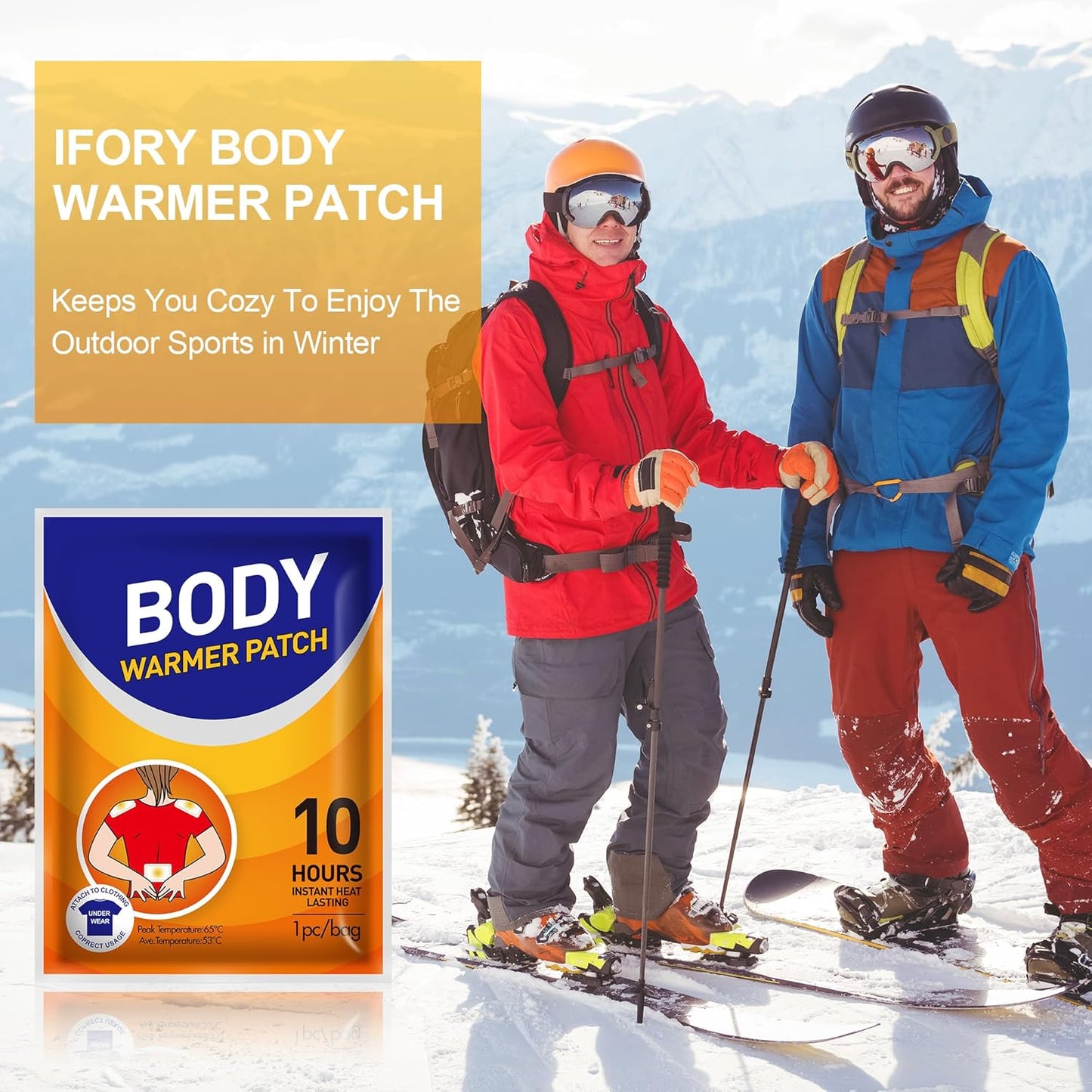 Body Warmers Heat Patches, Adhesive Heating Patches Disposable, Portable Instant Hot Packs Lasting up to 10 Hours, Travel Size Heat Pads on Cruise- 20 Packs