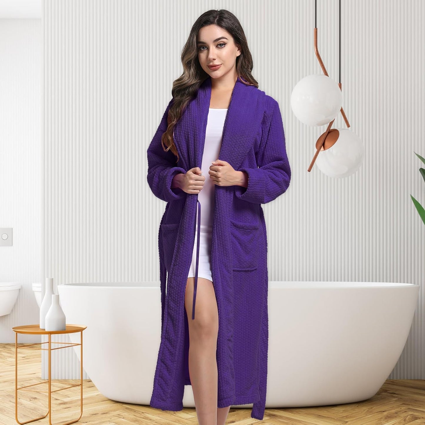 Women's Shawl Collar Bathrobe, Soft Long Towel Robes for Women - Super Absorbent Quick Dry yet Warm