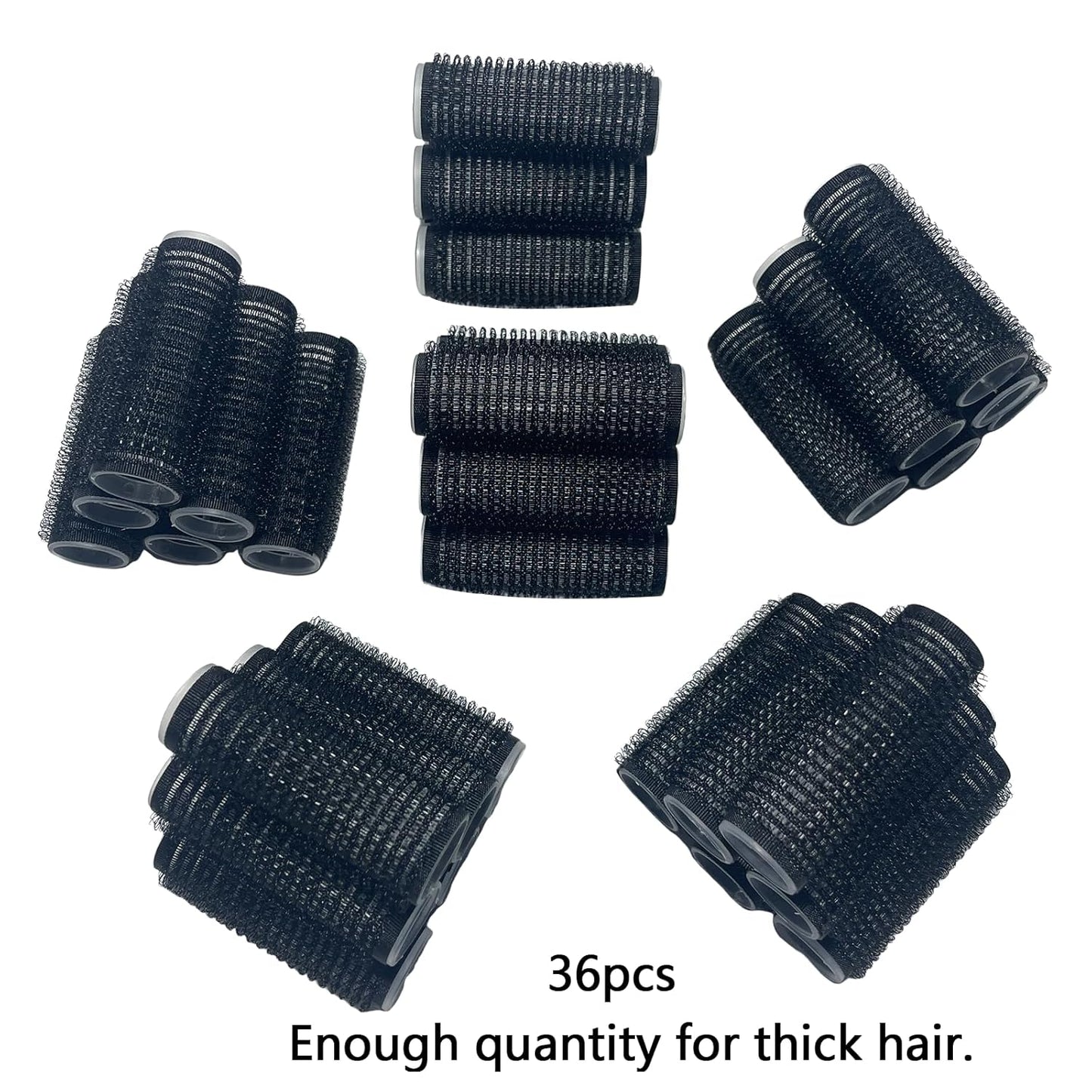 36PCS Self Grip Small Hair Curlers Heatless Roller Hair Curlers Pro Salon Hairdressing Curler DIY Curly Hairstyle Hair Rollers Tools Rat Tail Comb for Women Medium Short Hair(0.8x2.4in-black)