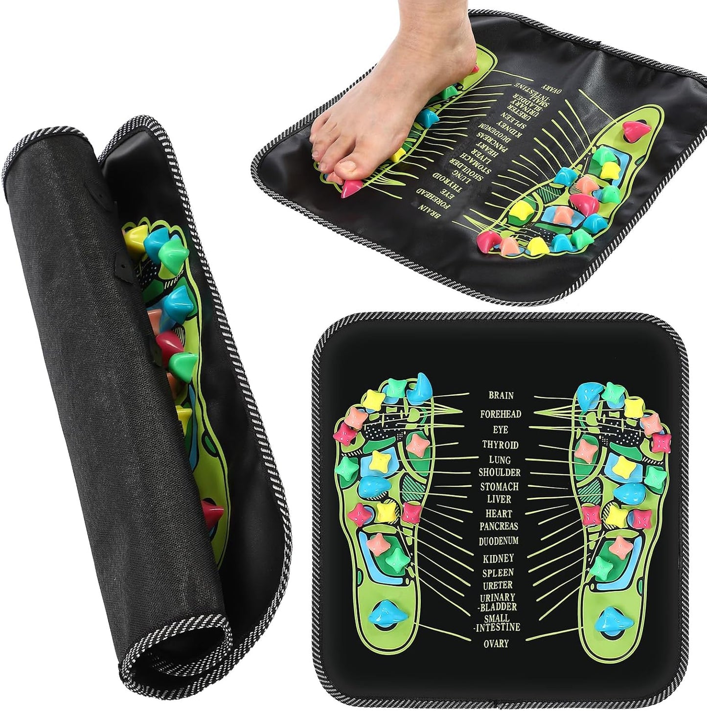 TrelaCo Foot Massage Mat Reflexology Walk Stone Road Foot Massage Acupoint Mat for Acupressure Relaxes for Long Sitting Elderly Students and Office Workers (13.78 x 13.78 Inches)