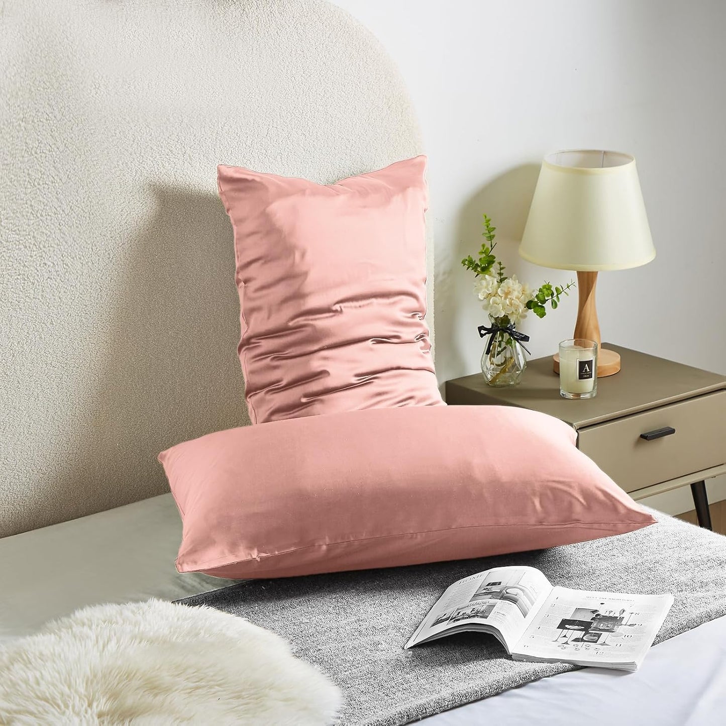 Silk Pillowcase for Hair and Skin Mulberry Silk Pillowcase Soft Breathable Smooth Both Sided Natural Silk Pillowcase with Zipper Beauty Sleep Silk Pillow Case 1 Pack for Gift(Standard,Baby Pink)