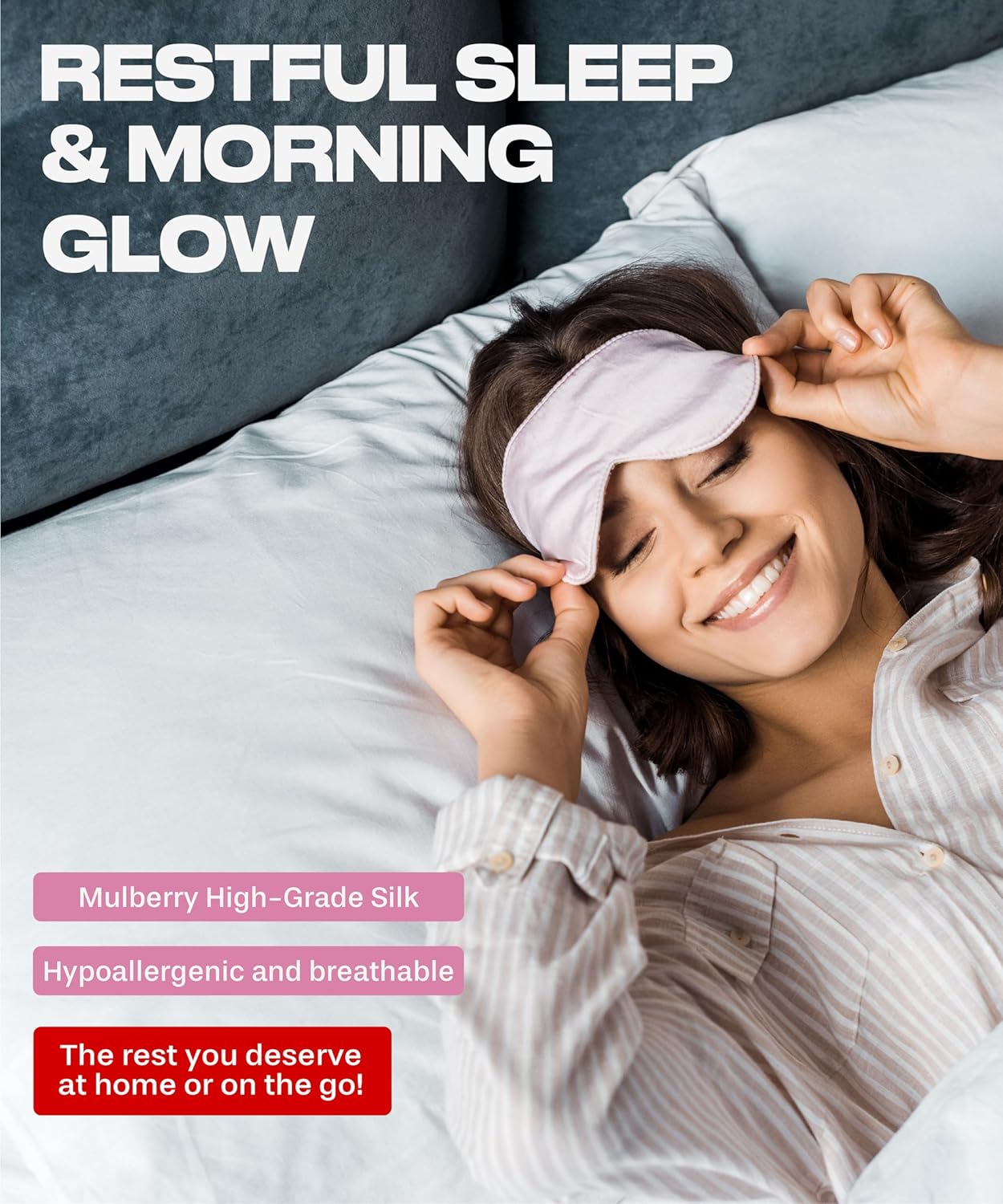 Silk Sleep Mask for Women and Men - Silk Eye Mask for Sleeping, Blindfold, Eye Covers, Pack of 2