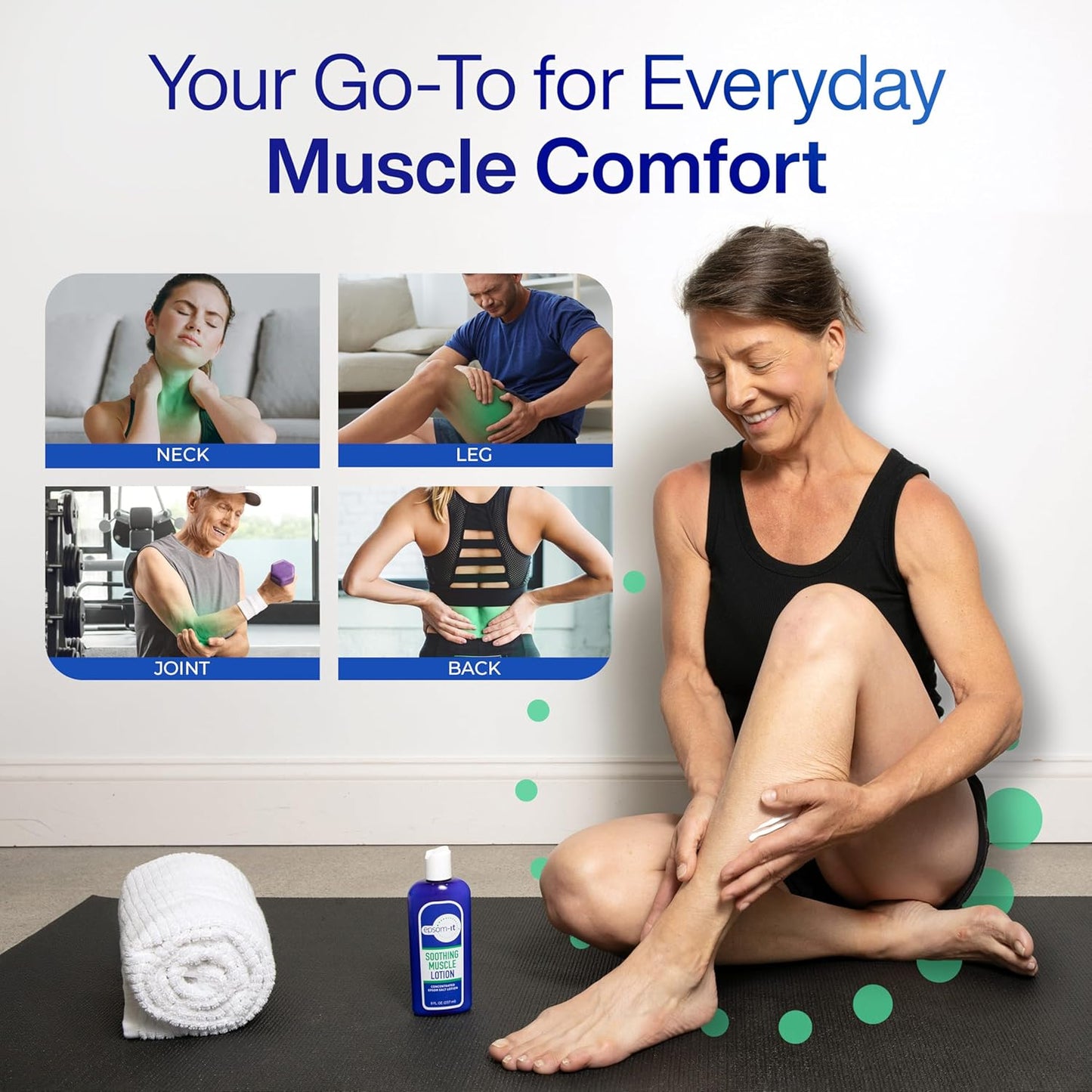 EPSOM-IT Soothing Muscle Lotion - Epsom Salt Magnesium Sulfate Cream Arnica for Muscle Stiffness, Topical Magnesium Lotion, Providing Comfort for Legs, Knee and Feet, 8.0 oz., 2-Pack