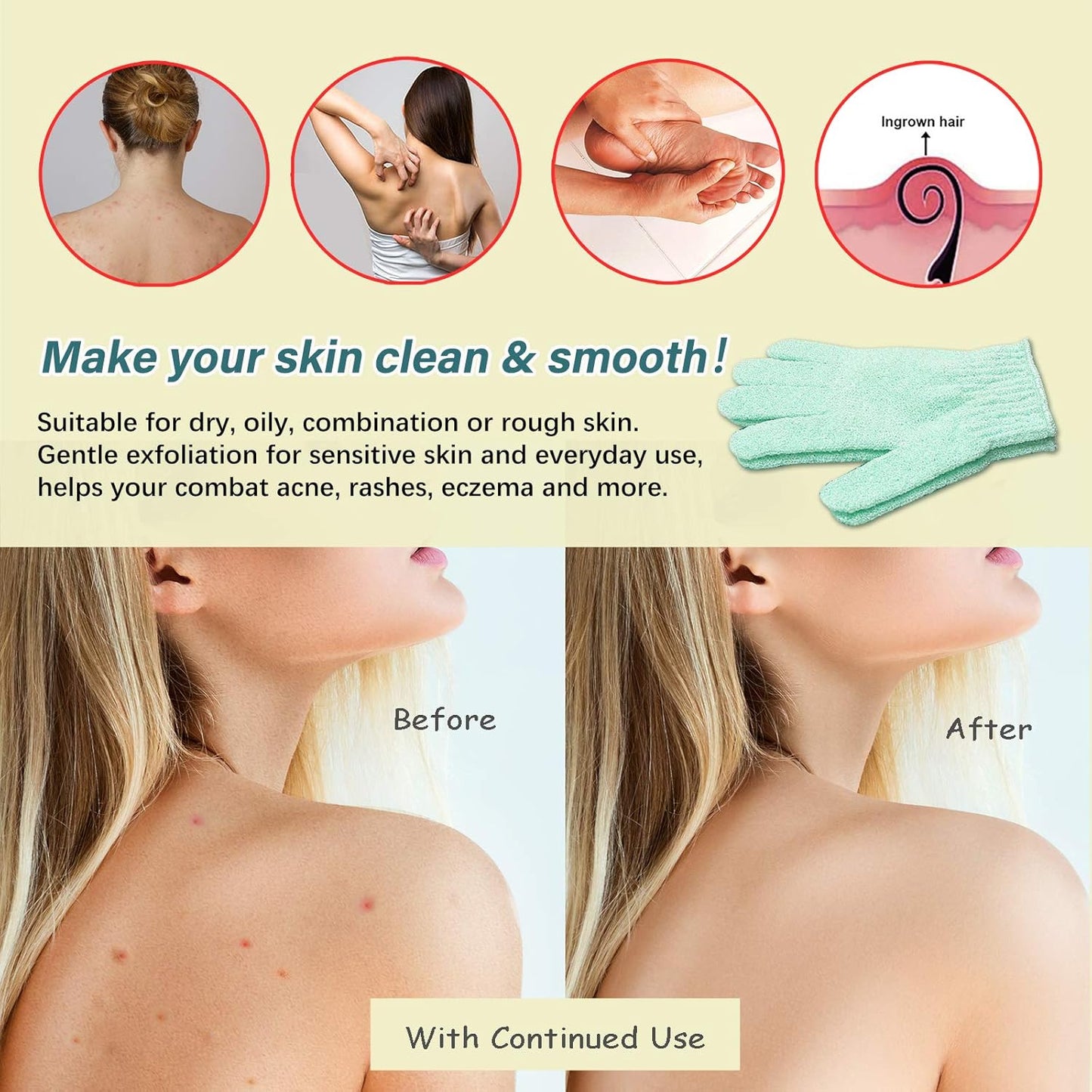 MIG4U Shower Exfoliating Scrub Gloves, Bathing Gloves Body Wash Dead Skin Removal Deep Cleansing Sponge Loofah for Women Men