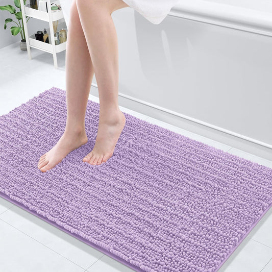 Arotive Luxury Chenille Bathroom Rug Mat, Extra Soft Thick Absorbent Shaggy Bath Rugs, Non-Slip Machine Wash Dry, Plush Bath Mats for Bathroom, Shower and Tub, 54x24, Light Purple