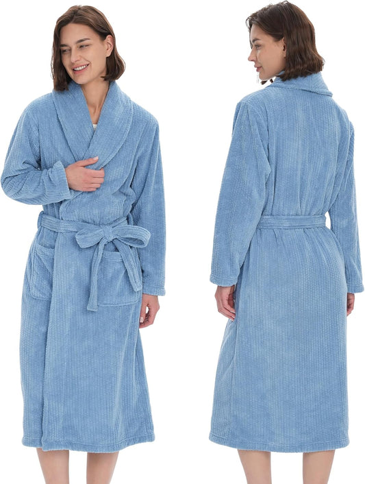 Women's Shawl Collar Bathrobe, Soft Long Towel Robes for Women - Super Absorbent Quick Dry yet Warm