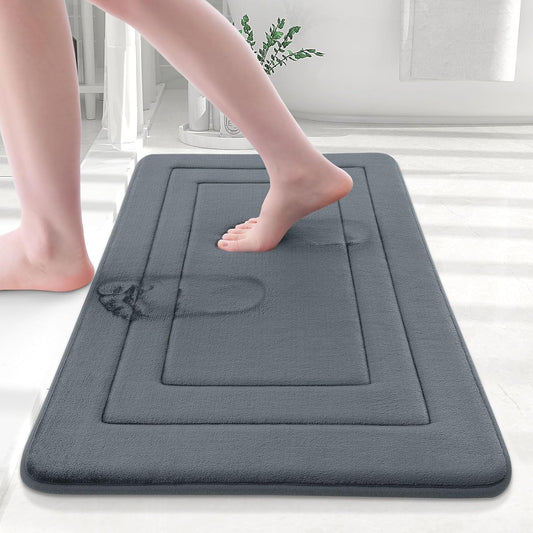 Arotive Memory Foam Bathroom Rug Mat 30x20, Ultra Soft and Absorbent Bath Mat, Machine Wash Dry, Comfortable Bath Rug Carpet for Bathroom Floor, Tub and Shower, Dark Grey