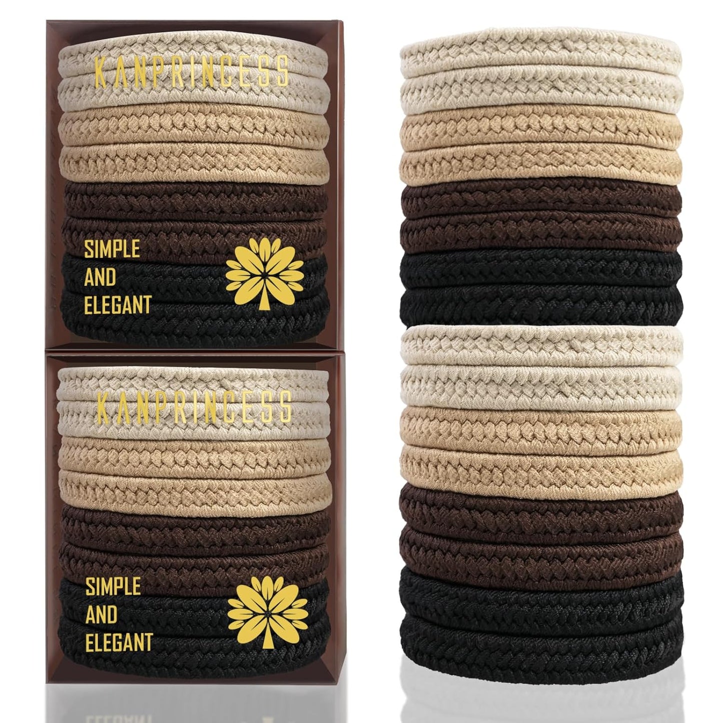 16Pcs Hair Ties For Thick Hair, Strong Stretchy Hair Bands For Women Girls, No Slip Braided Hair Ties No Damage, Ponytail Holders-Exceptionally Secure with Gentle Hold (Set 8)