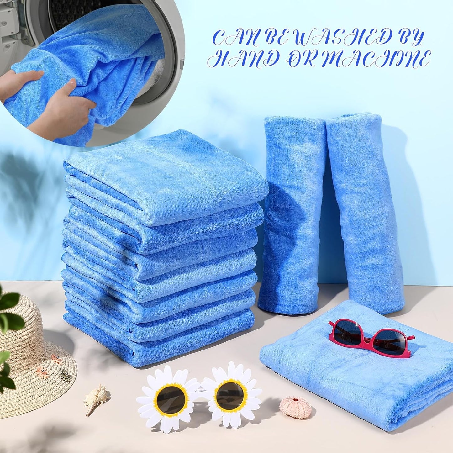 16 Pack Microfiber Bath Towels Bulk 27'' x 60'' Oversized Size Bath Towel Highly Absorbent Extra Large Soft Drying for Shower Beach Salon Winter Sport Spa Gym (Simple,Royal Blue)