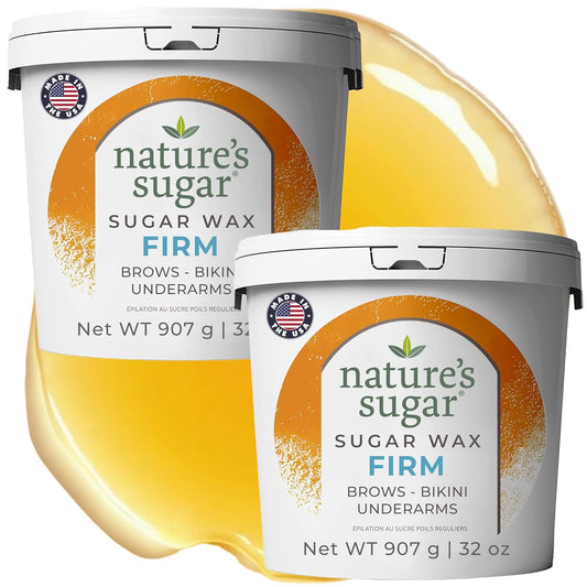 Nature's Sugar Wax Sugaring Paste for Legs, Back, Arms, Chest. All-Natural Hair Removal for Women and Men. All skin types. Vegan. Cruelty-Free. (2-Pack Firm)