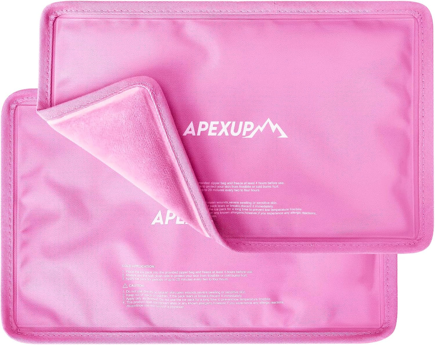 APEXUP Gel Ice Packs for Injuries Reusable, Flexible Double Sided Cold Packs for Injuries, Ice Pack for Knee, Shoulder, Back, Hip, Leg, Arm (Pink, S, 2PK)