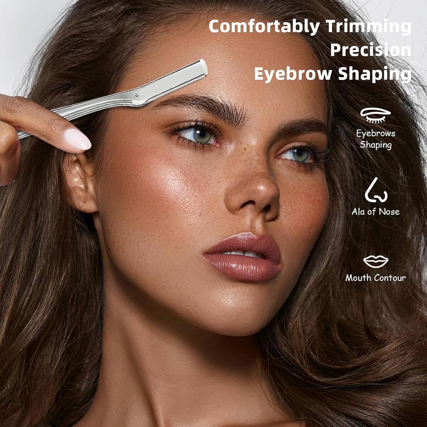 Dermaplane Razor for Women Face, Stainless Steel Handle with 6 Replaceable Blades, Huauoo Face Razors for Women, Peach Fuzz Remover, Eyebrow Trimmer, Dermaplaning Tool for Face Exfoliation (Silver)