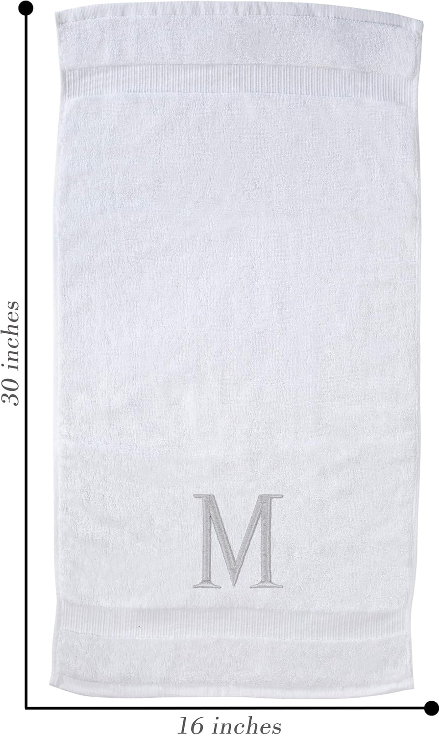 Monogrammed Hand Towels for Bathroom - Luxury Hotel Quality Personalized Initial Decorative Embroidered Bath Towel for Powder Room, Spa - GOTS Organic Certified - Set of 2 Letter M