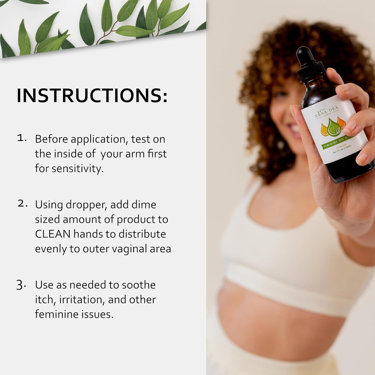 Bona Dea Naturals’ “The Original” All Natural Feminine Deodorant | Intimate Yoni Oil Relief for Vaginal Itch, Odor, & Dryness | 4oz Dropper Bottle Refill