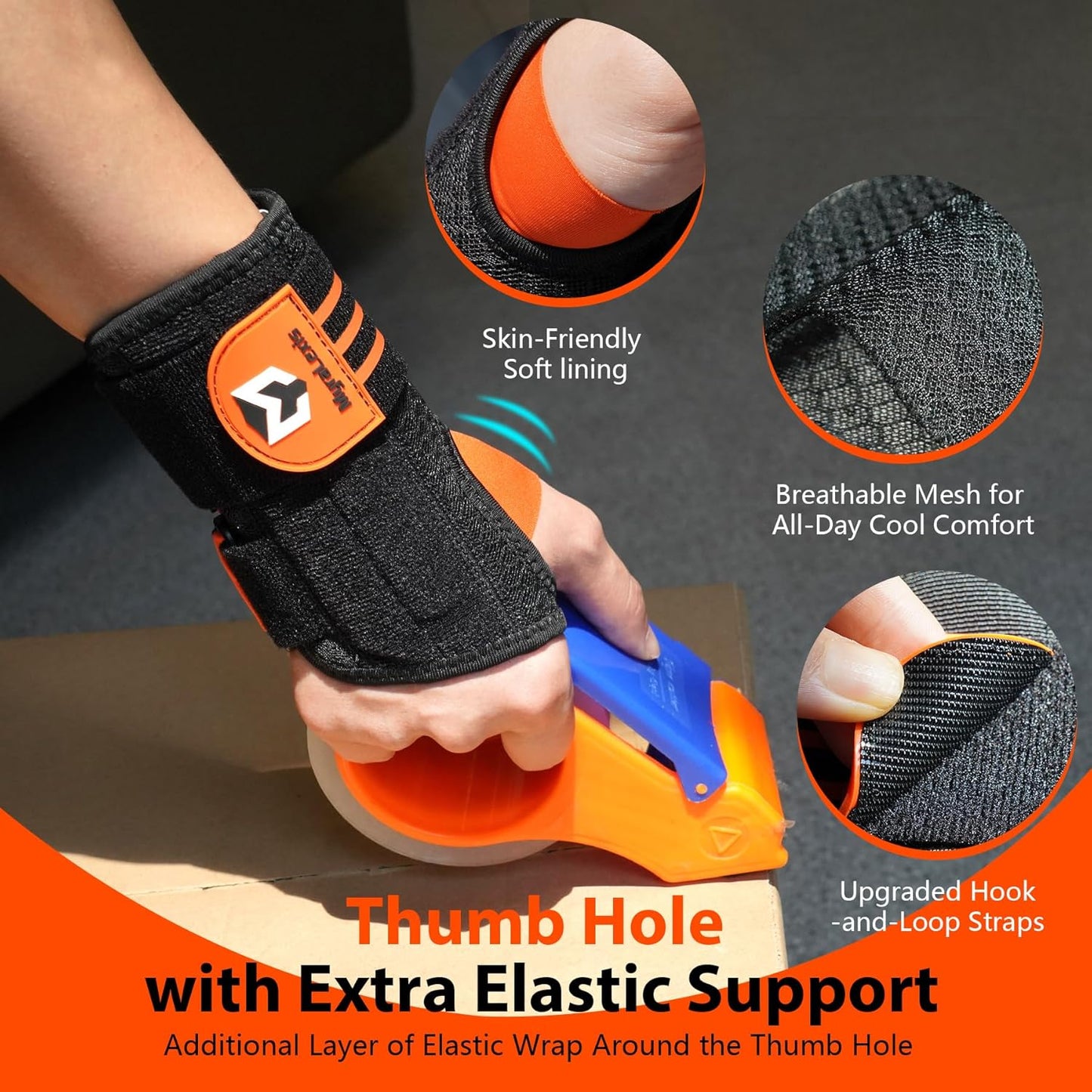 2 Pack Carpal Tunnel Wrist Brace [2025 Upgraded Adjustable Straps & Elastic Thumb Hole] Soft Breathable Night Support Wrist Brace for Pain Relief Tendonitis, Sprain, Arthritis - Left & Right (Size: M)