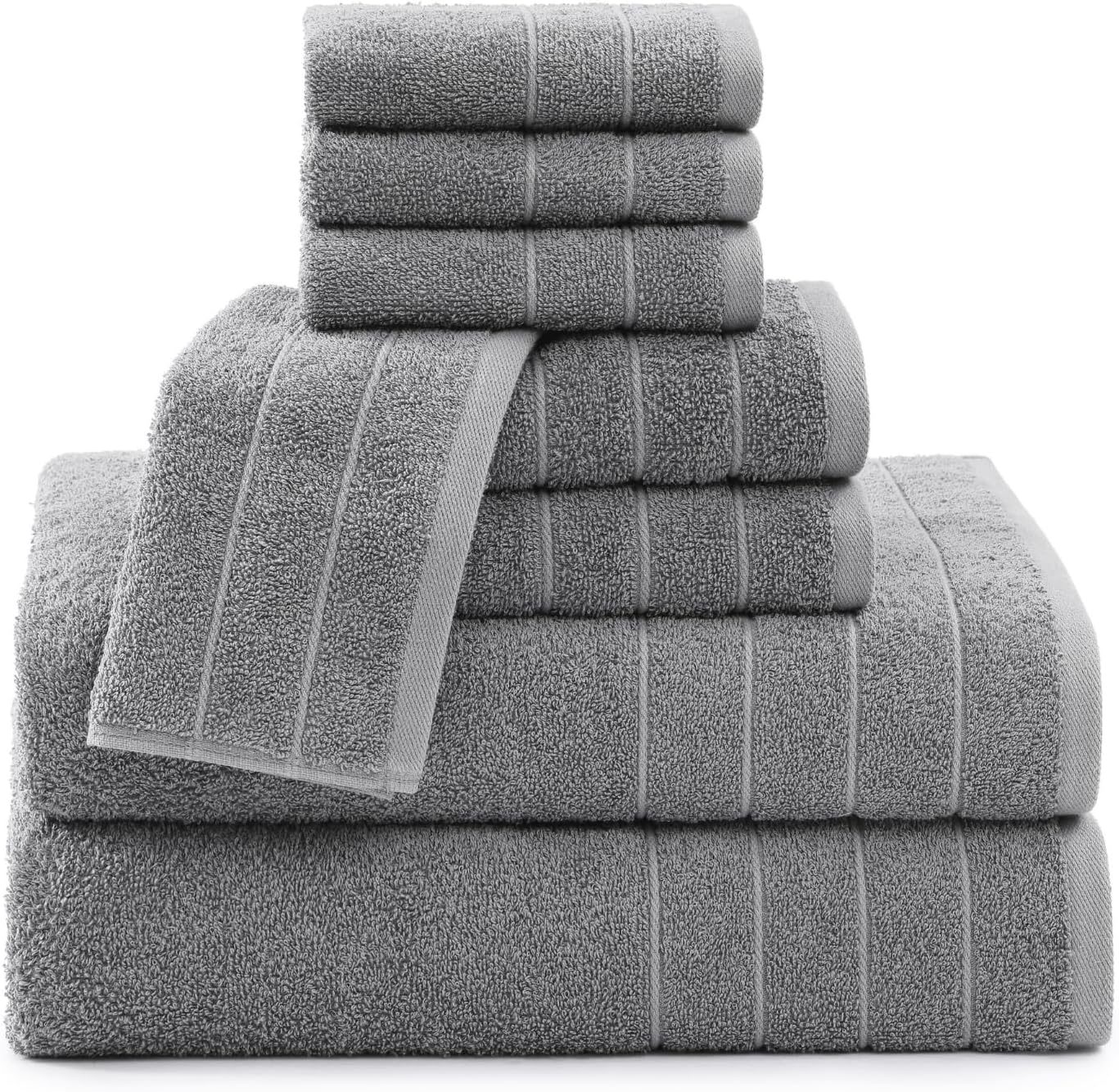 Casa Platino 100% Cotton 8 Piece Bath Towel Set - Ring Spun, Quick Dry, Super Soft & Highly Absorbent - 2 Bath, 4 Washcloths, 2 Bathroom Hand Towels - Hotel Quality Bathroom Towel Set - Ultimate Grey
