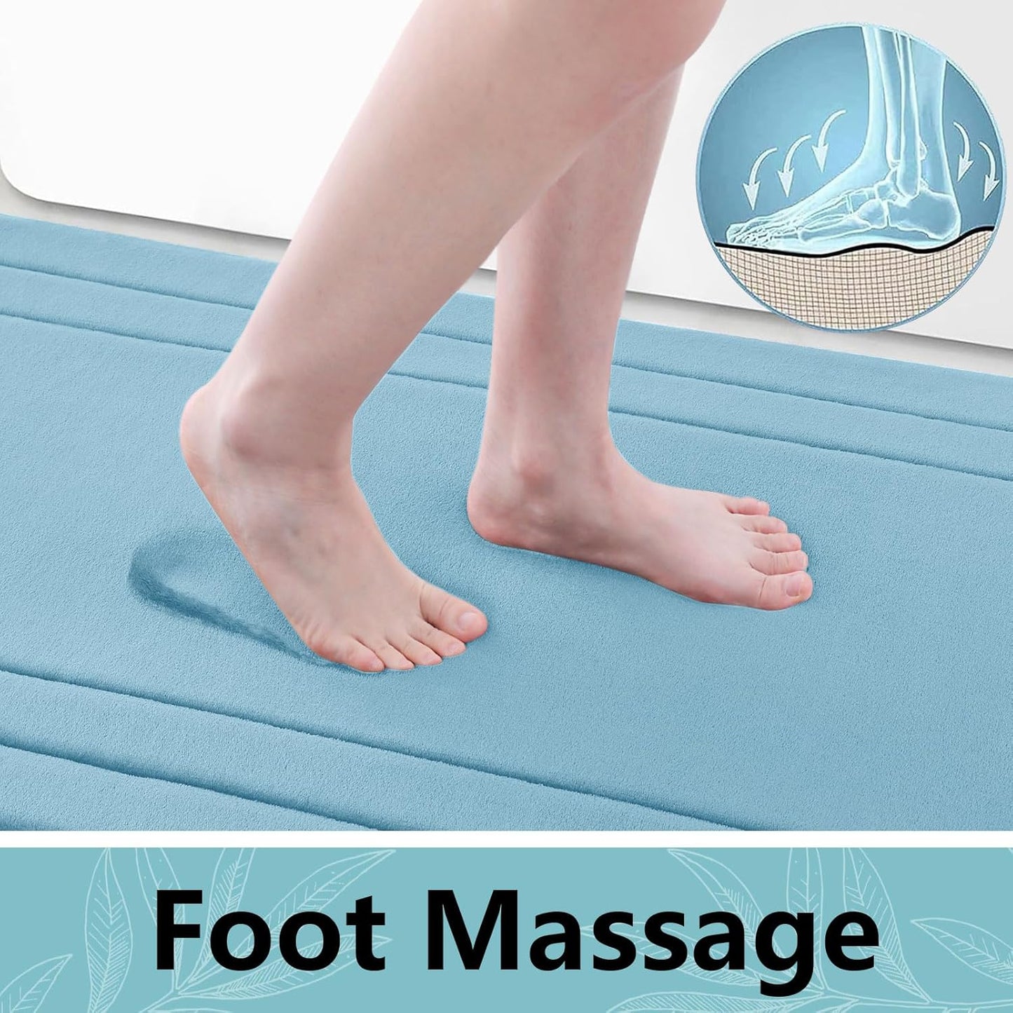 Arotive Memory Foam Bathroom Rug Mat 44x24, Ultra Soft and Absorbent Bath Mat, Machine Wash Dry, Comfortable Bath Rug Carpet for Bathroom Floor, Tub and Shower, Blue