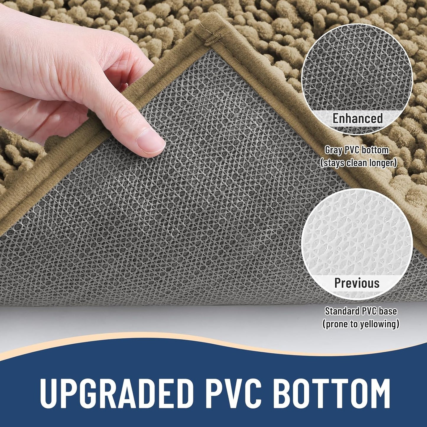 Arotive Luxury Chenille Bathroom Rug Mat, Extra Soft Thick Absorbent Shaggy Bath Rugs, Non-Slip Machine Wash Dry, Plush Bath Mats for Bathroom, Shower and Tub, 30x20, Camel