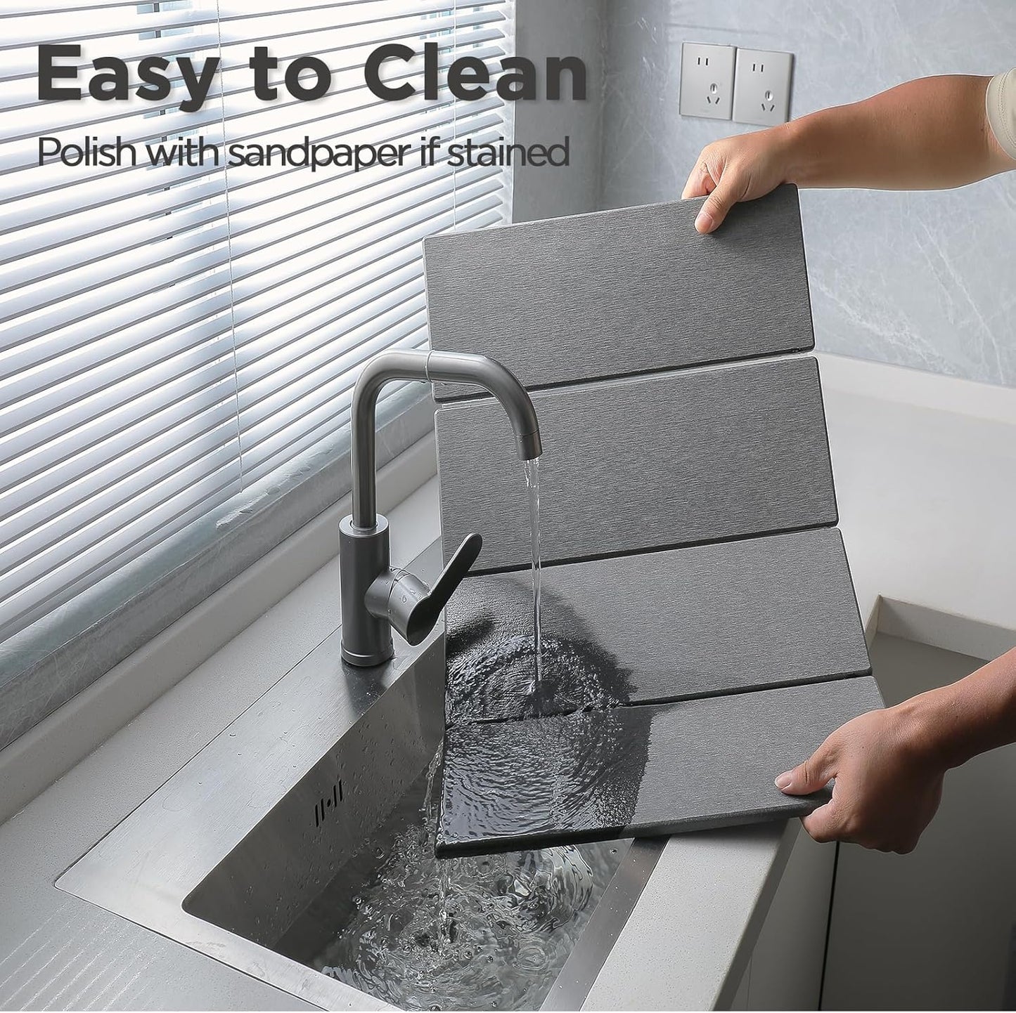 2PCS Stone Drying Mat for Kitchen Counter, Stone Dish Drying Mat - Diatomite Water Absorbing Drying Stone for Kitchen Counter Mat, Quick Dry Stone Mat Kitchen for Cups Dishes Bottles.