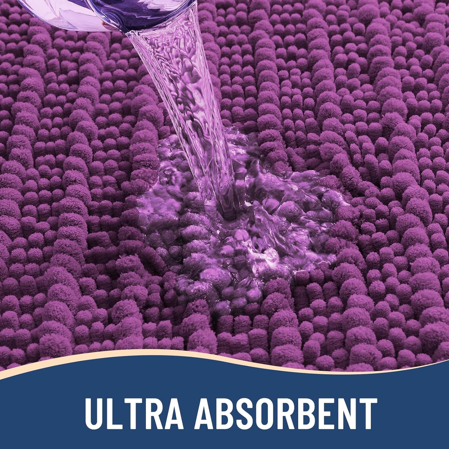 Arotive Luxury Chenille Bathroom Rug Mat, Extra Soft Thick Absorbent Shaggy Bath Rugs, Non-Slip Machine Wash Dry, Plush Bath Mats for Bathroom, Shower and Tub, 30x20, Purple