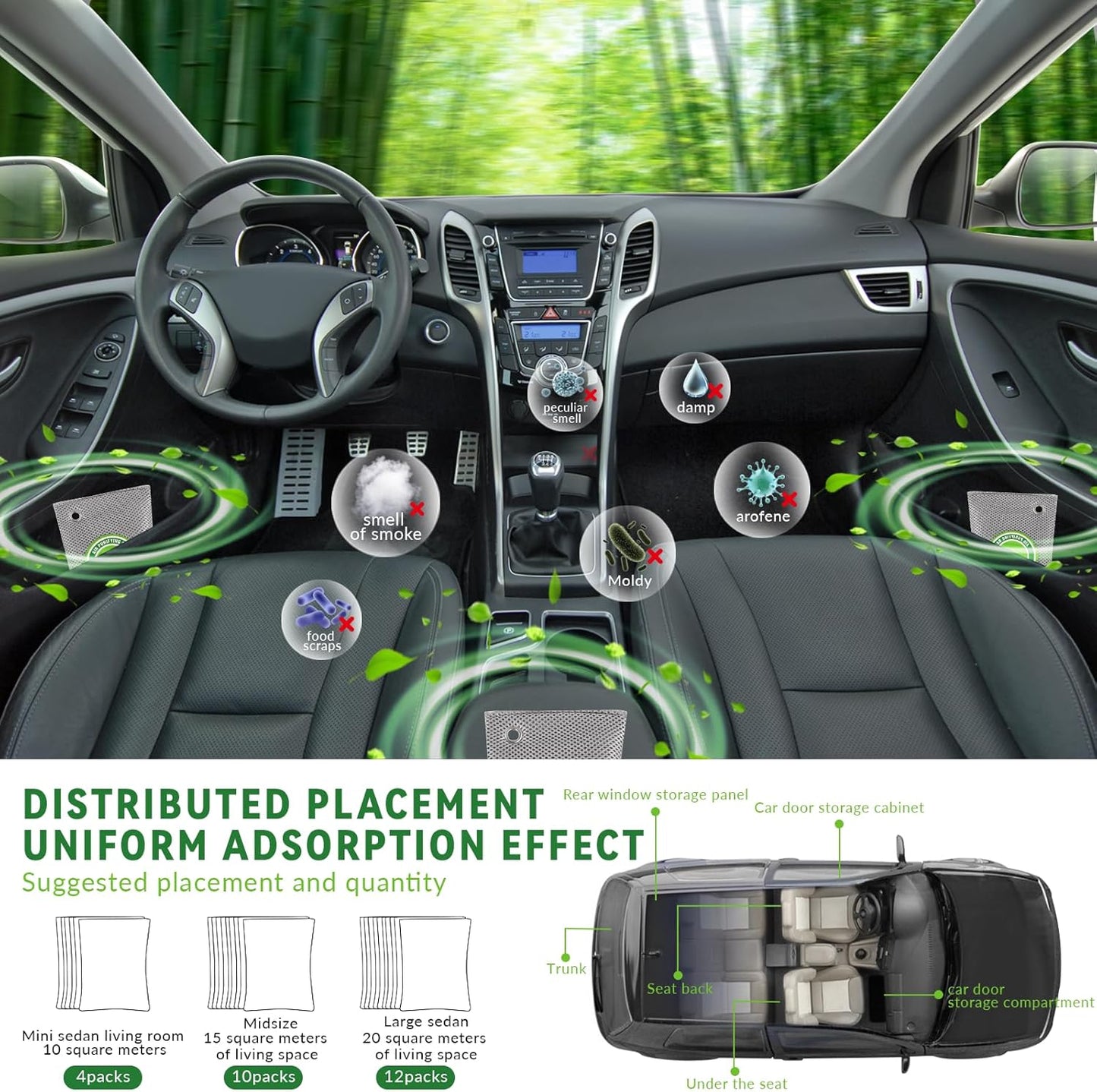 4 Pack charcoal odor absorber,Bamboo Charcoals Air Purifying Bag Charcoals Deodorizer Eliminator for Strong Odors in Car, Closet, Shoe, Basement (200G*4 Pack Gray, Unscented)