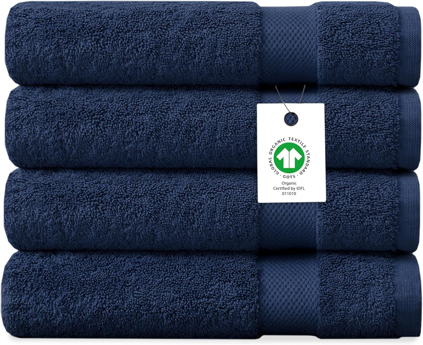 Delara Organic Cotton Luxuriously Plush Bath Towel Pack of 4 | GOTS & OEKO-TEX Certified | Premium Hotel Quality Towels | Feather Touch Technology|650 GSM Long Staple|Soft, Quick Dry & Ultra-Absorbent