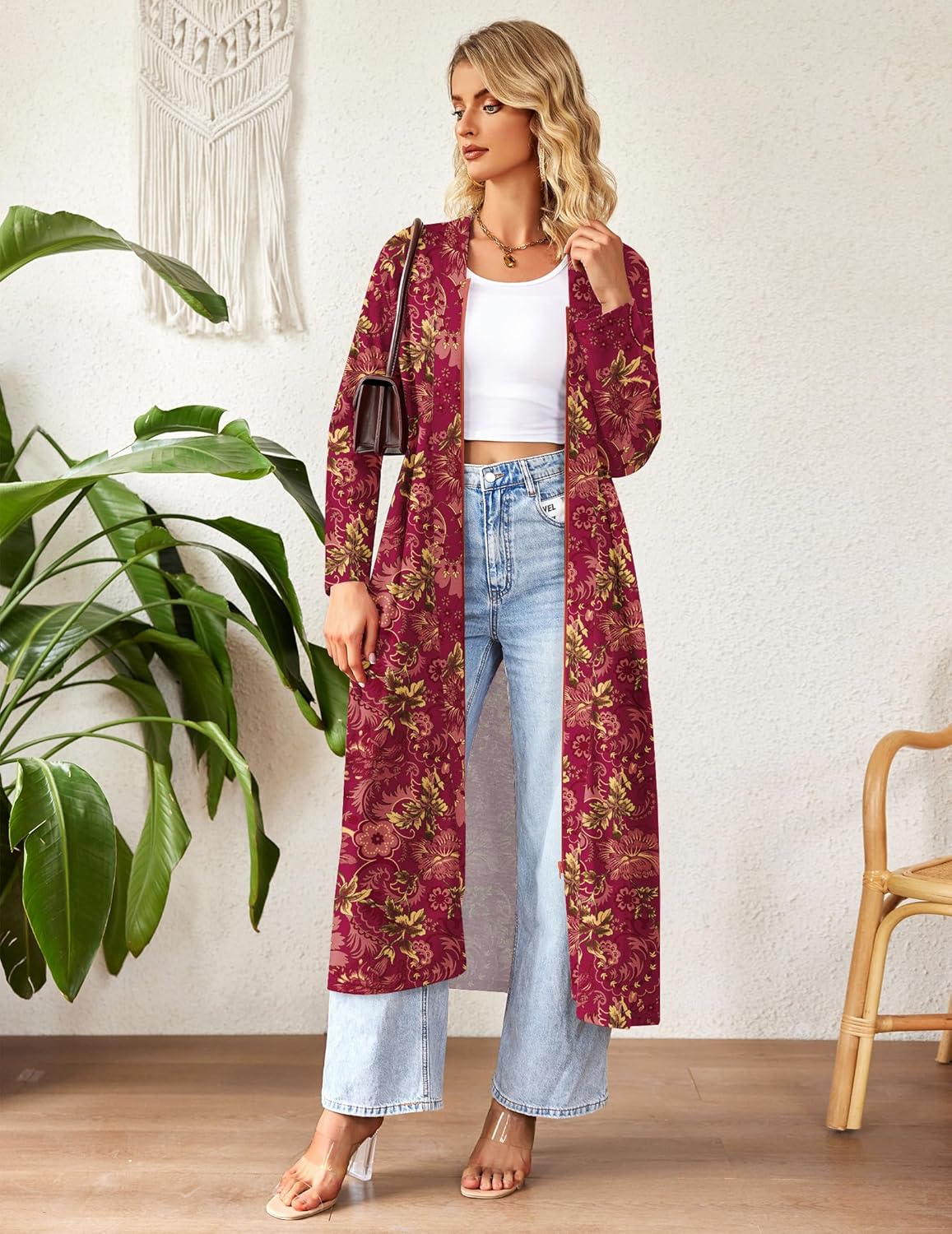 Ekouaer Women Zipper Robe Long Sleeve Loungewear Lightweight Housecoat Full Length Nightgown with Pockets