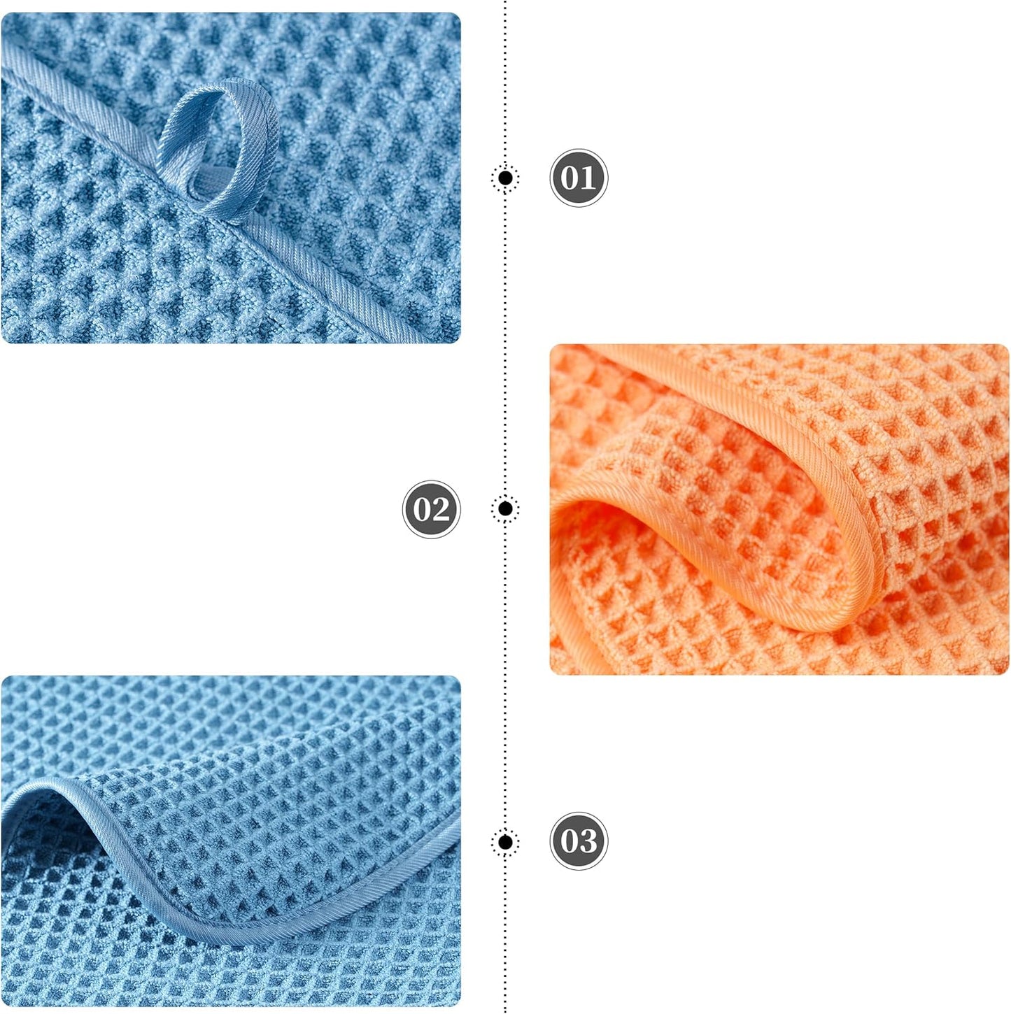 POLYTE Oversize, 60 x 30 in., Quick Dry Lint Free Microfiber Bath Towel Set, 6 Piece (Waffle Weave)