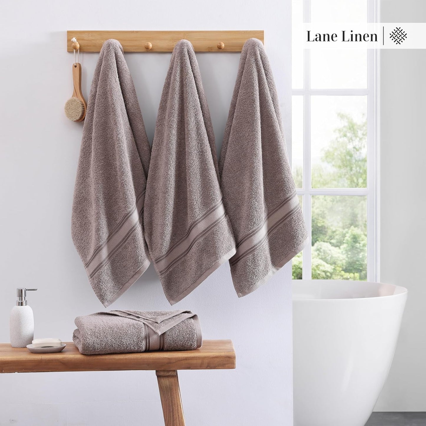 LANE LINEN Large Bath Towels - 100% Cotton Bath Sheets Extra Large, Oversized Bath Towels for Adults, Zero Twist, Quick Dry Bath Sheet Set, Body Towels, 4 Piece Bath Towel Sets for Bathroom- Platinum