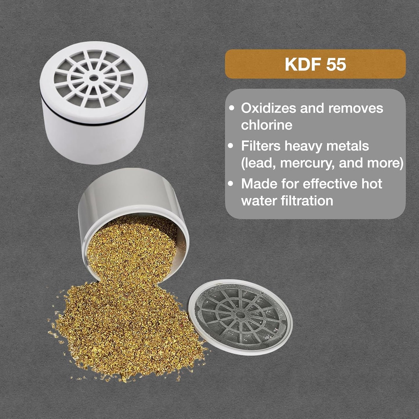 Compact Shower Filter – High Output, 100% KDF-55, Removes Chlorine & Contaminants, Softens & Purifies Hard Water, Improves Skin & Hair, Easy Installation, Hot or Cold Water, Chrome
