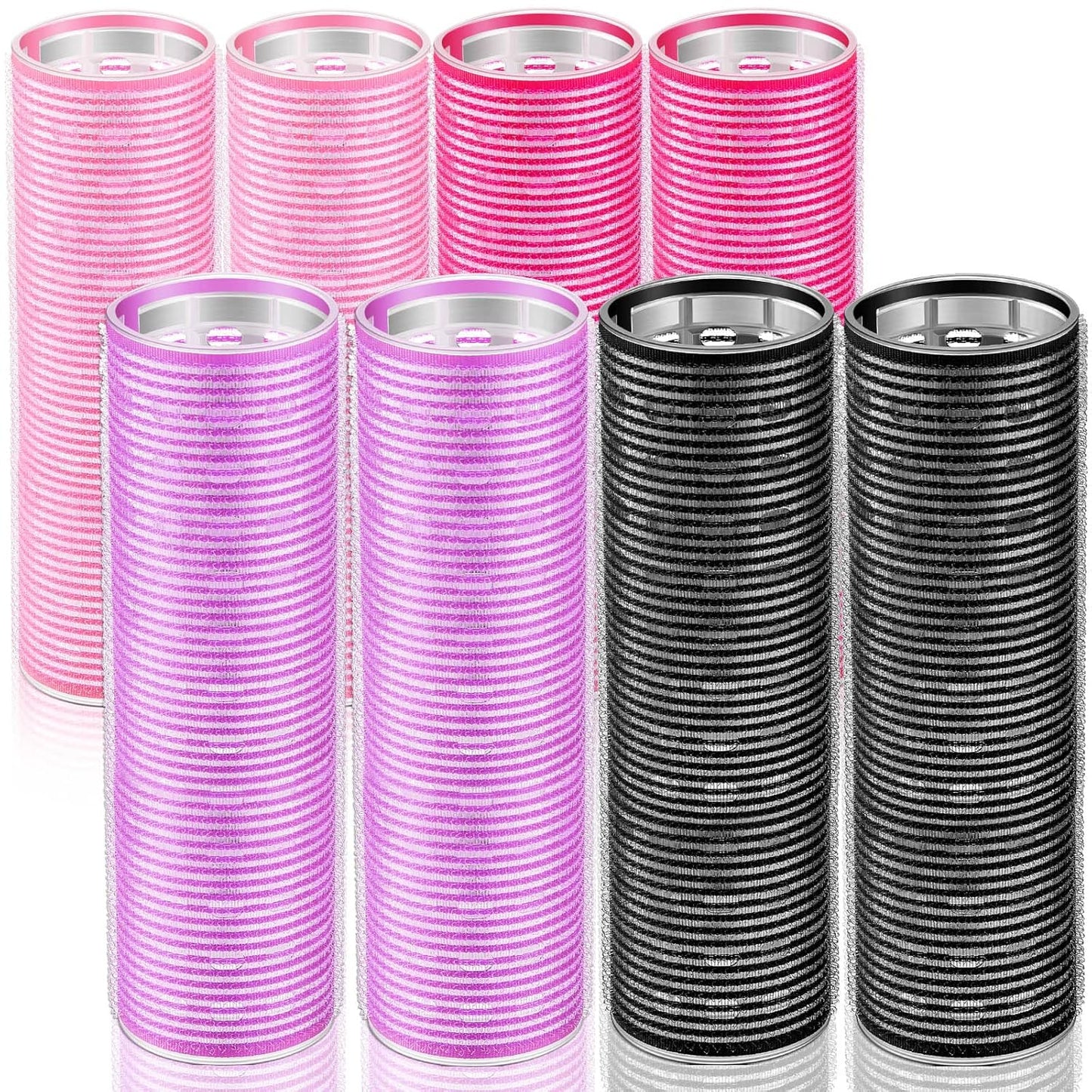 WILLBOND 8 Pcs Long Hair Rollers for Bangs Aluminum Core Curlers Thermal 4.1 x 1.2 Inch Self Grip Roller for Long and Medium Jumbo Hair Women Hairstyle