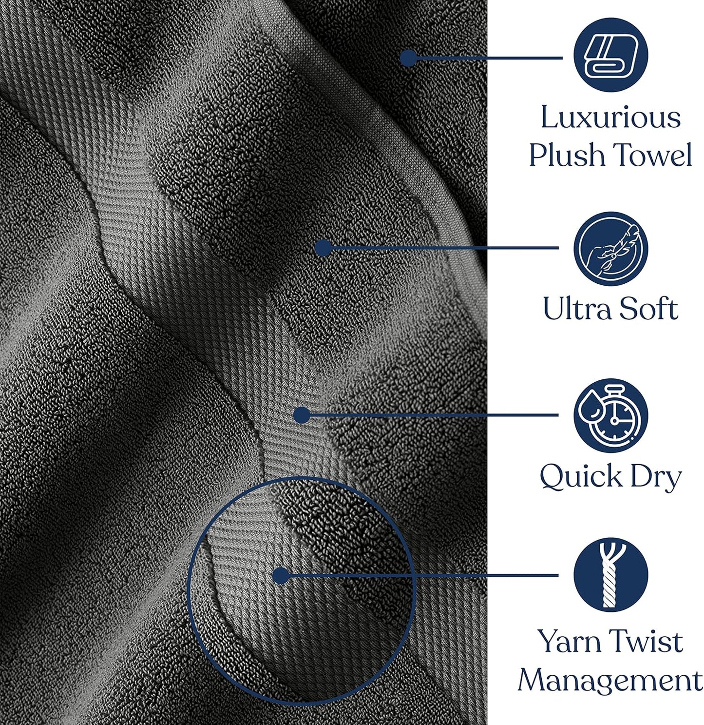 Delara Organic Cotton Luxuriously Plush Bath Towel Pack of 4 | GOTS & OEKO-TEX Certified | Premium Hotel Quality Towels | Feather Touch Technology|650 GSM Long Staple|Soft, Quick Dry & Ultra-Absorbent